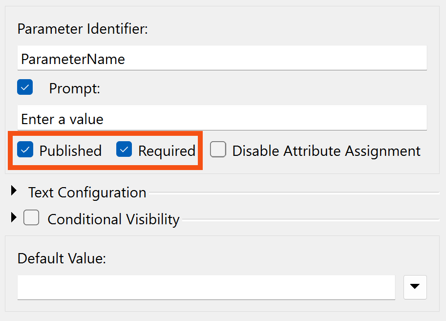 Published and Required checkboxes on user attribute creation